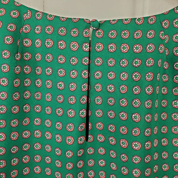 J. Crew Green Pink Floral Printed Short-Sleeve Gallery Shift Dress Size 2 - Picture 5 of 8